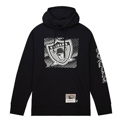 Men's Mitchell & Ness Black Las Vegas Raiders Gridiron Classics Big Face 7.0 Pullover Hoodie