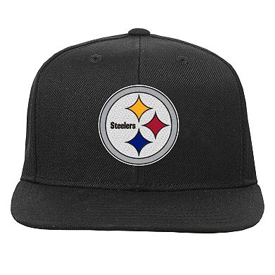 Youth Mitchell & Ness Black Pittsburgh Steelers Gridiron Classics Ground Snapback Hat