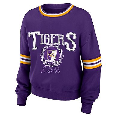 Women's WEAR by Erin Andrews Purple LSU Tigers Vintage Pullover Sweatshirt