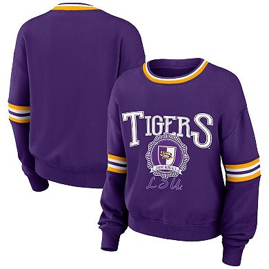 Women's WEAR by Erin Andrews Purple LSU Tigers Vintage Pullover Sweatshirt