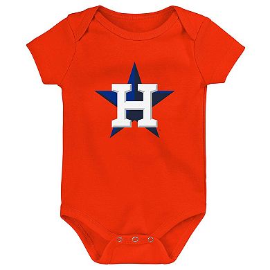Infant Orange/White/Heather Gray Houston Astros Biggest Little Fan 3-Pack Bodysuit Set