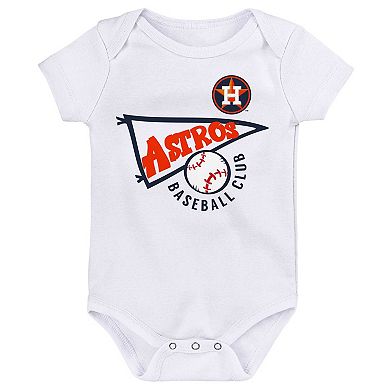 Infant Orange/White/Heather Gray Houston Astros Biggest Little Fan 3-Pack Bodysuit Set