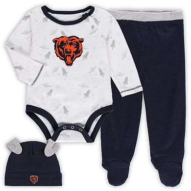 Newborn & Infant White/Navy Chicago Bears Dream Team Bodysuit Pants & Hat Set