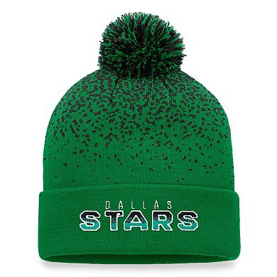 Men's Fanatics Branded Kelly Green Dallas Stars Iconic Gradient Cuffed Knit Hat with Pom