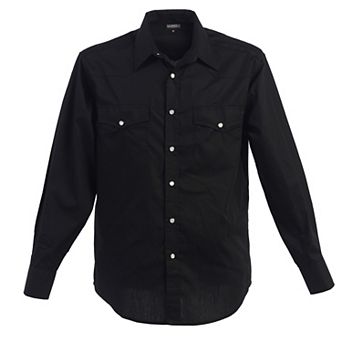 Gioberti Men's Solid Long Sleeve Western Shirt With Pearl Snap-on Buttons