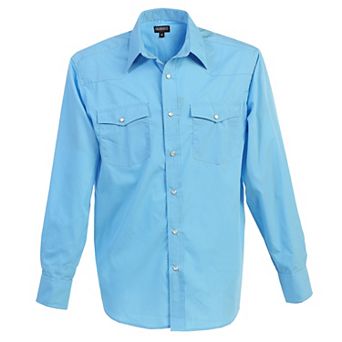 Gioberti Men's Solid Long Sleeve Western Shirt With Pearl Snap-on Buttons