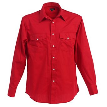 Gioberti Men's Solid Long Sleeve Western Shirt With Pearl Snap-on Buttons