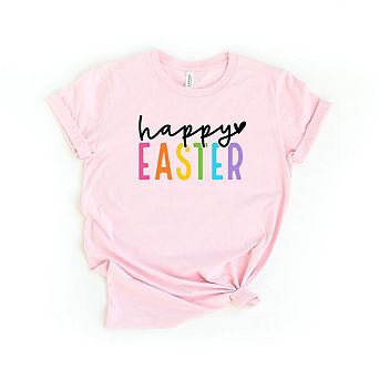 Happy Easter Colorful Short Sleeve Graphic Tee