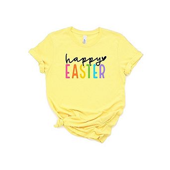 Happy Easter Colorful Short Sleeve Graphic Tee