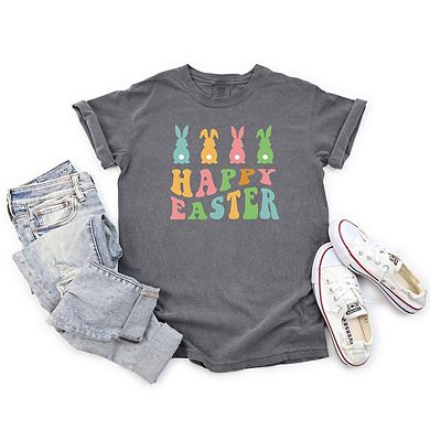 Happy Easter Pastel Bunnies Garment Dyed Tees