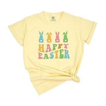 Happy Easter Pastel Bunnies Garment Dyed Tees