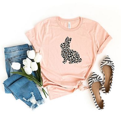 Easter Stacked Leopard Bunny Short Sleeve Graphic Tee