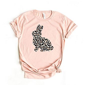 Easter Stacked Leopard Bunny Short Sleeve Graphic Tee