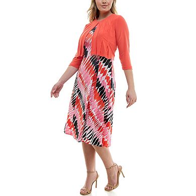 Plus Size Danny & Nicole 2-Piece Cardigan & Dress Set