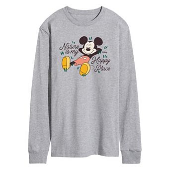 Disney's Mickey Mouse Men's Nature Is My Happy Place Long Sleeve Graphic Tee