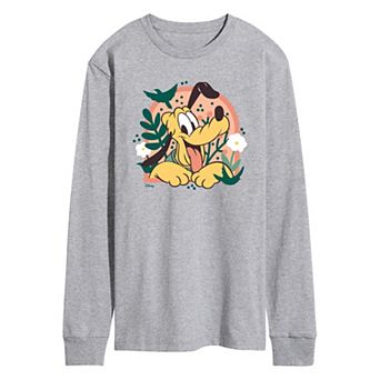 Disney's Mickey Mouse & Friends Pluto Men's Plants Long Sleeve Graphic Tee