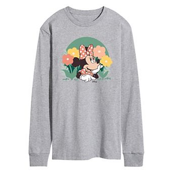 Disney's Minnie Mouse Men's Flowers Long Sleeve Graphic Tee