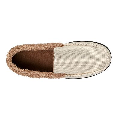 isotoner Men's Brushed Knit Lewis Moccasin Slippers with Memory Foam