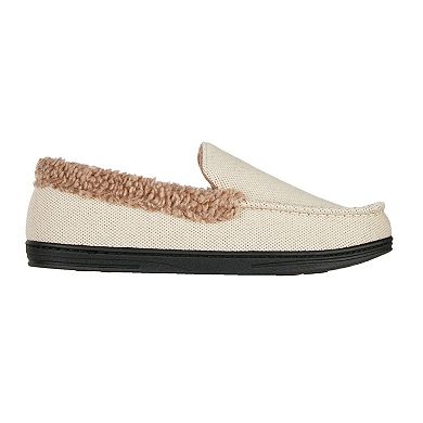 isotoner Men's Brushed Knit Lewis Moccasin Slippers with Memory Foam