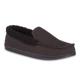 isotoner Men's Brushed Knit Lewis Moccasin Slippers with Memory Foam