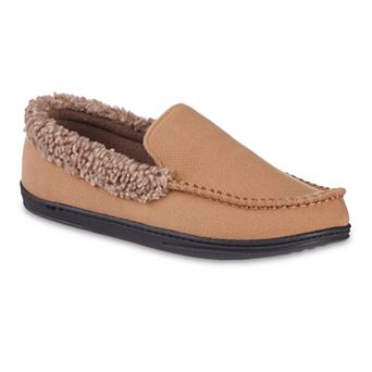 isotoner Men's Brushed Knit Lewis Moccasin Slippers with Memory Foam