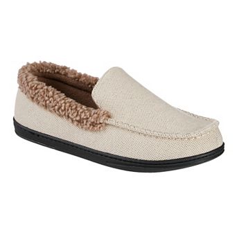 isotoner Men's Brushed Knit Lewis Moccasin Slippers with Memory Foam