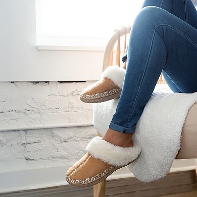 isotoner Clara Embroidered Microsuede Women's Hoodback Slippers