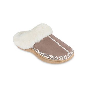 isotoner Clara Embroidered Microsuede Women's Hoodback Slippers