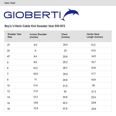 Gioberti Kid's 100% Cotton Soft V-neck Cable Knit Sweater Vest