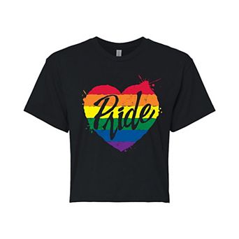 Juniors' Pride Heart Cropped Tee