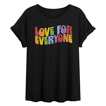 Juniors' Love For Everyone Pride Oversized Tee
