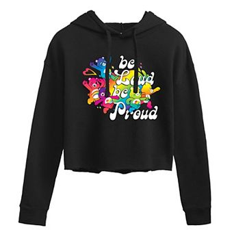 Juniors' Care Bears Be Loud Be Proud Pride Cropped Hoodie