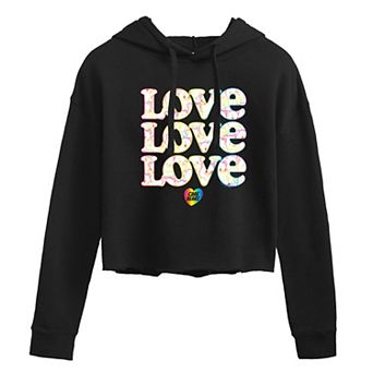 Juniors' Care Bears Love Love Love Pride Cropped Hoodie