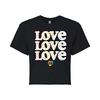 Juniors' Care Bears Love Love Love Pride Cropped Tee