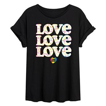 Juniors' Care Bears Love Love Love Pride Oversized Tee