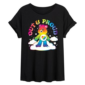 Juniors' Care Bears Out and Proud Pride Oversized Tee