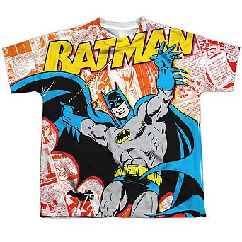 Batman 75 Panels Short Sleeve Youth Poly Crew T-shirt