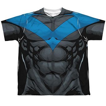 Batman Nightwing Blue Uniform Short Sleeve Youth Poly Crew T-shirt