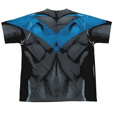 Batman Nightwing Blue Uniform Short Sleeve Youth Poly Crew T-shirt