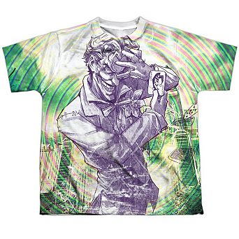 Batman Mad Mad Swirl Short Sleeve Youth Poly Crew T-shirt
