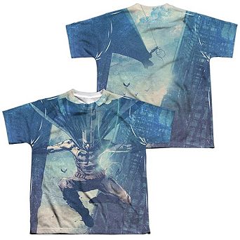 Batman Skyscrapers Short Sleeve Youth Poly Crew T-shirt