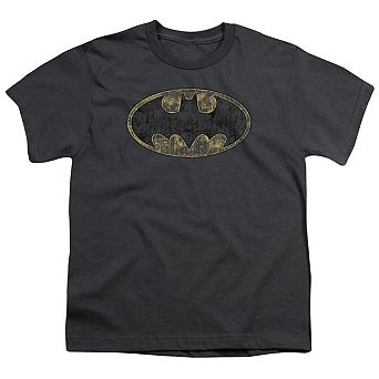 Batman Tattered Logo Short Sleeve Youth T-shirt