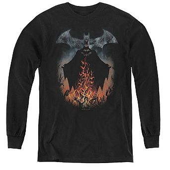Batman Smoke & Fire Youth Long Sleeve T-shirt