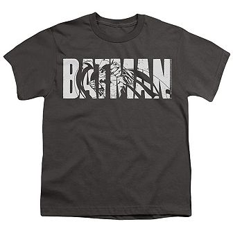 Batman Text On Gray Short Sleeve Youth T-shirt