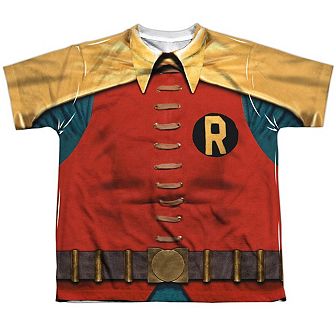 Batman Classic Tv Robin Costume Short Sleeve Youth Poly Crew T-shirt