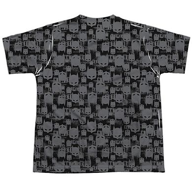 Batman Caped Crusader Repeat Short Sleeve Youth Poly Crew T-shirt