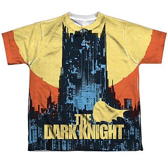 Batman Bat Building Short Sleeve Youth Poly Crew T-shirt