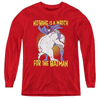 Batman Bear Wrastling Youth Long Sleeve T-shirt