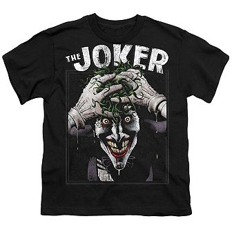 Batman Crazed Joker Short Sleeve Youth T-shirt