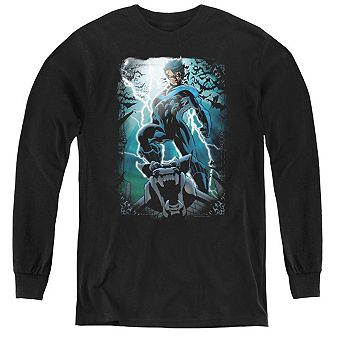Batman Night Light Youth Long Sleeve T-shirt
